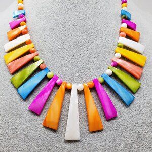 Multicolor Statement Necklace with Tapered Beads